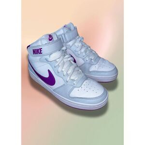 Nike Court Borough Mid 2 GS White Hyper Purple Sneakers Youth 5Y CD7782-009